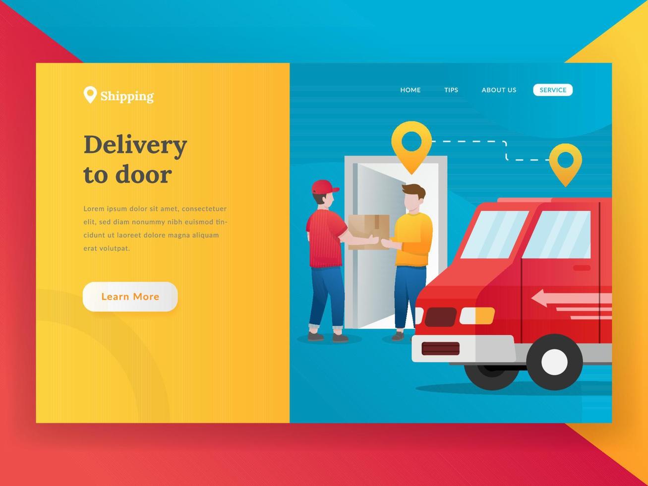 Delivery package landing page vector
