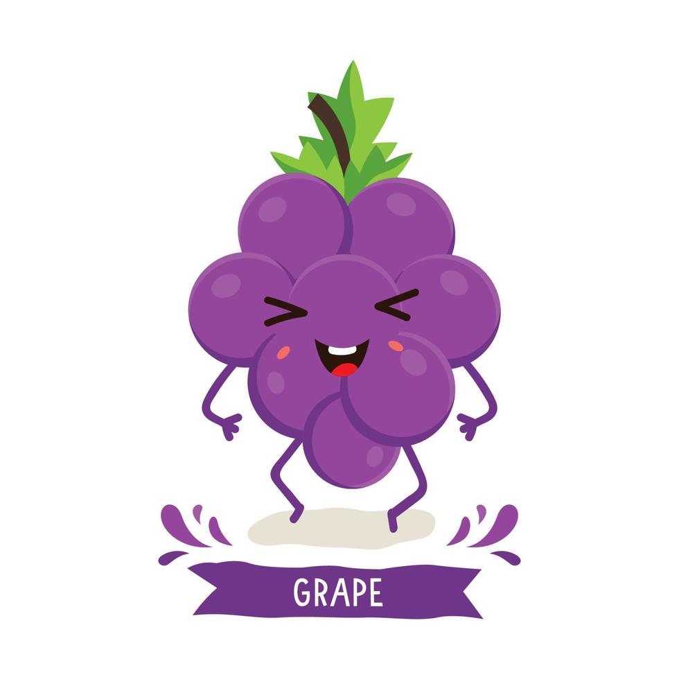 Funny grape fruit character isolated on white background vector