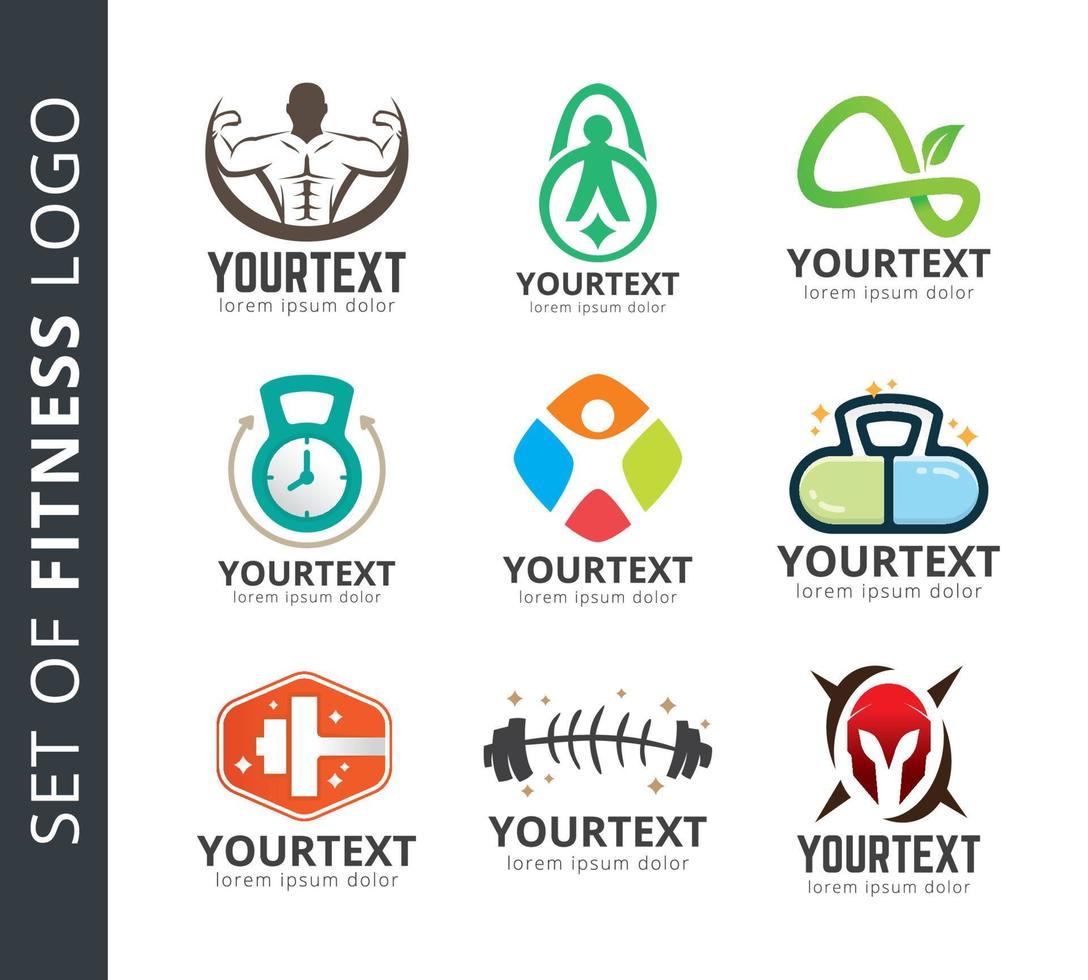 Set of fitness and gym logo design vector