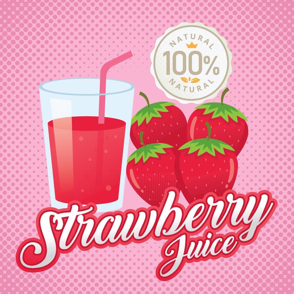 Strawberry juice vector. Vintage strawberry label design. Retro strawberry poster design. Vintage fresh strawberry juice vector illustration