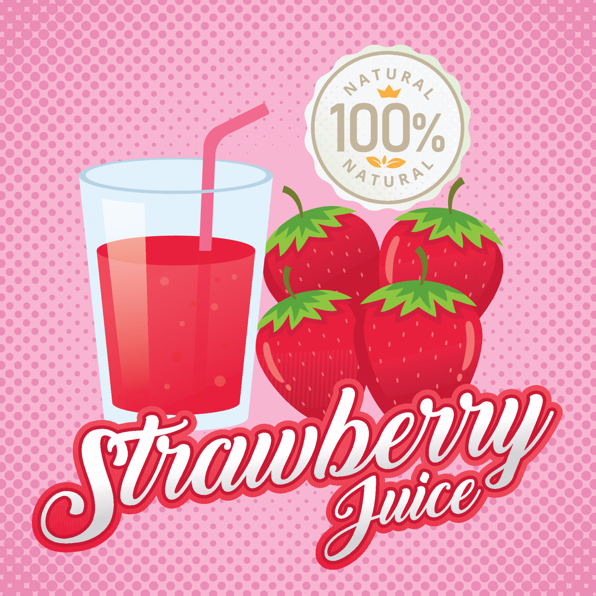 Strawberry juice vector. Vintage strawberry label design. Retro
