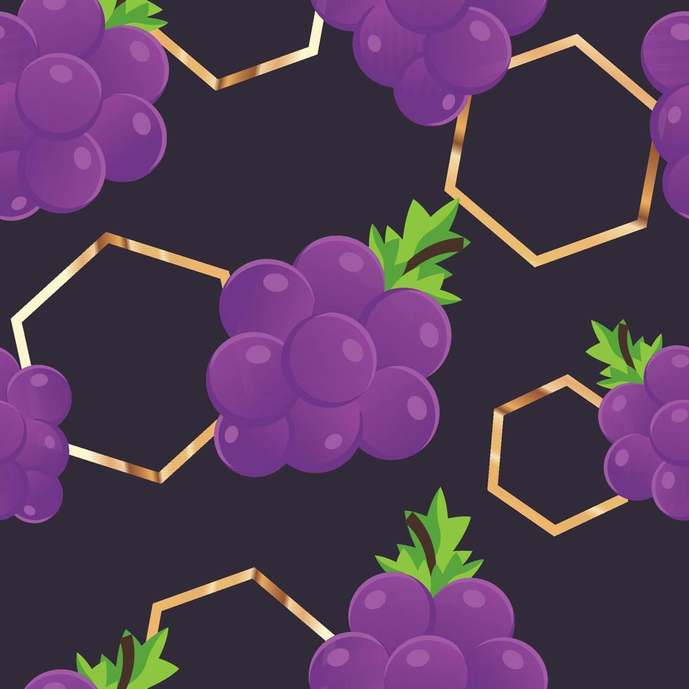 Patrón transparente de vector de fruta de uva