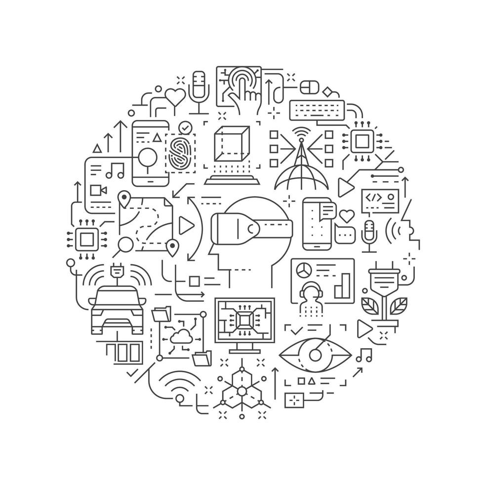 Round design element with technology icons vector