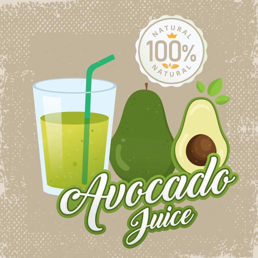 Avocado juice vector. Vintage avocado label design. Retro avocado poster design. Vintage fresh avocado juice vector illustration