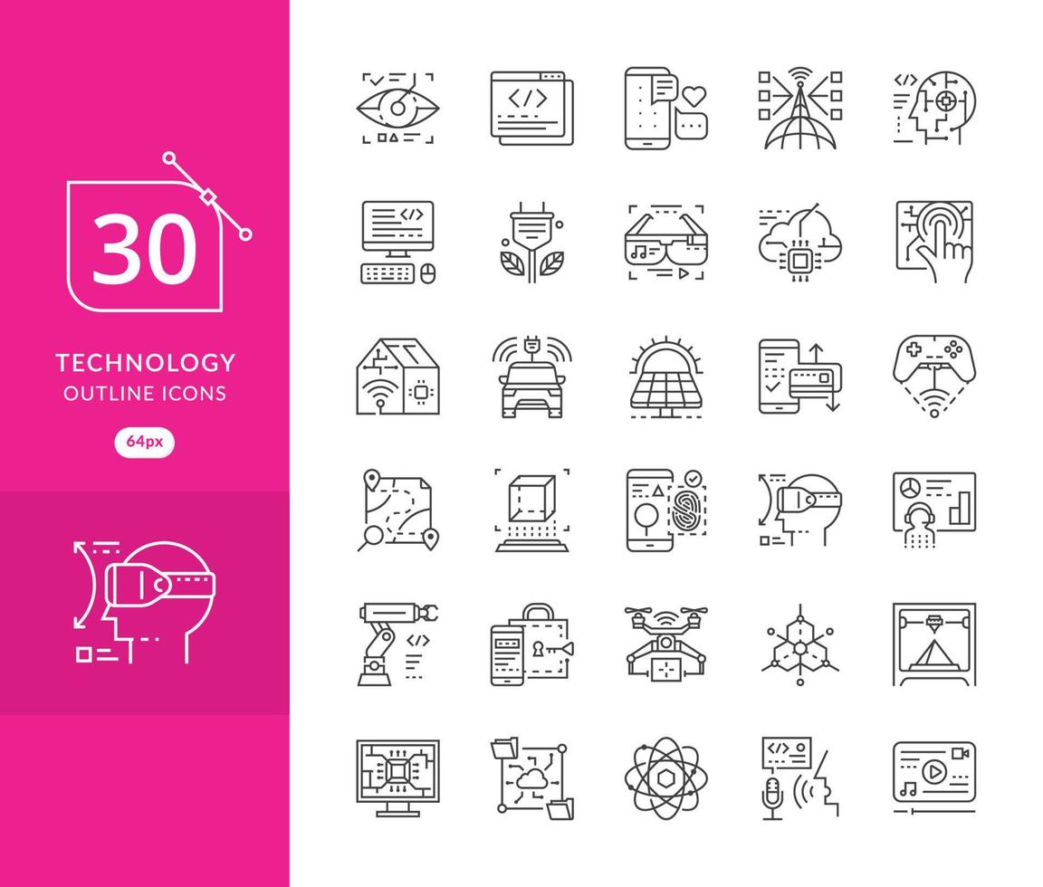 Technology icon design set vector