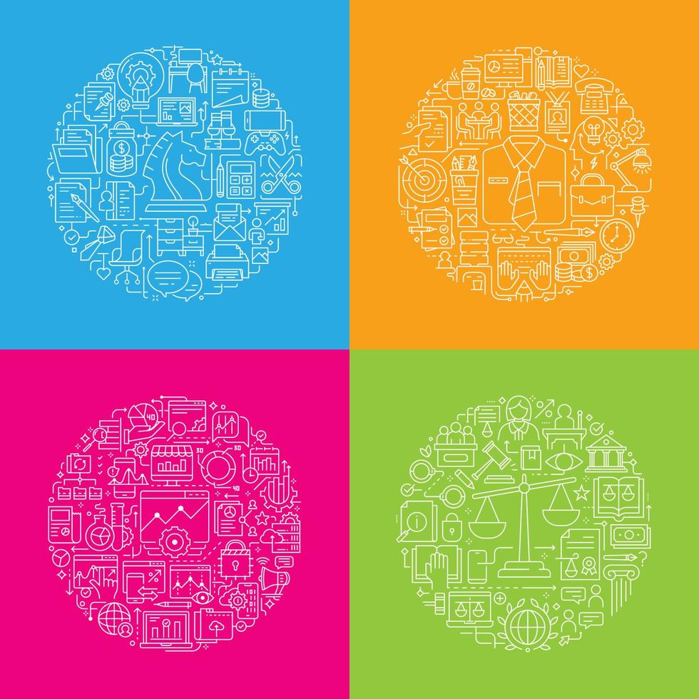Set of round design elements with icon concept vector