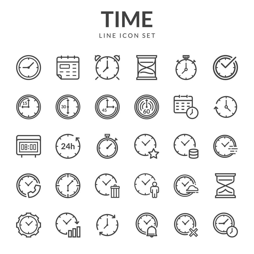 conjunto de diseño de iconos de tiempo y reloj vector