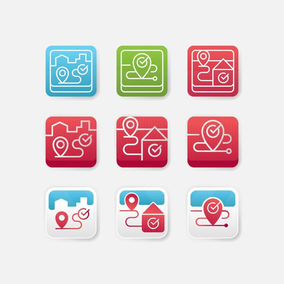 Set of location apps icon design vector