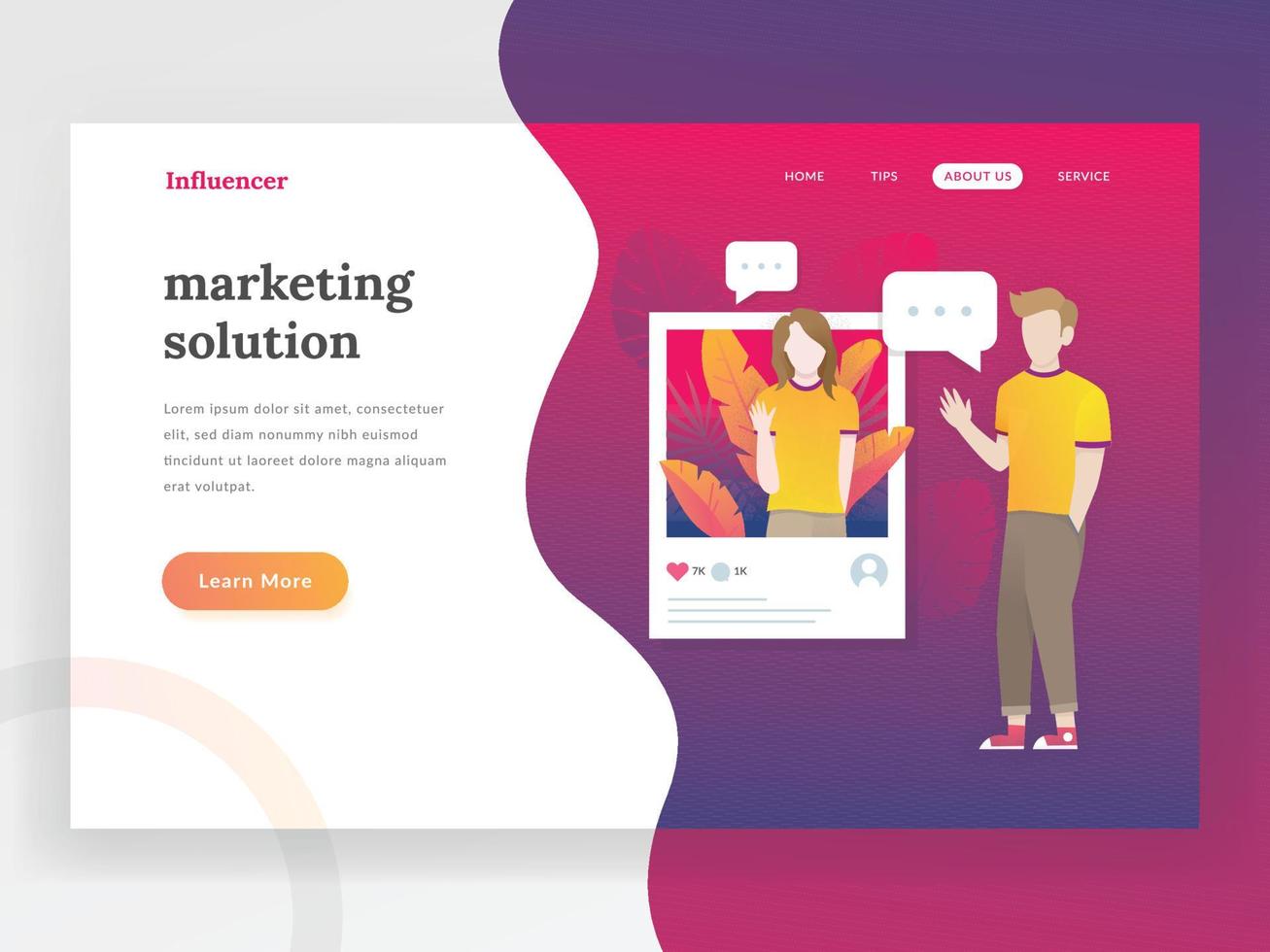 Influencer landing page vector