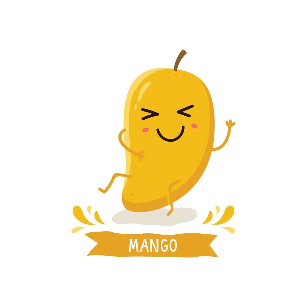 divertido personaje de fruta de mango aislado sobre fondo blanco vector