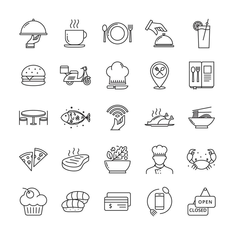 conjunto de iconos de restaurante adecuado para infografías vector