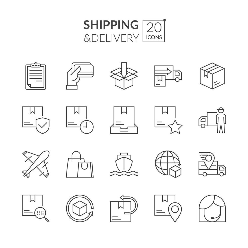 Shipping and delivery icon set vector