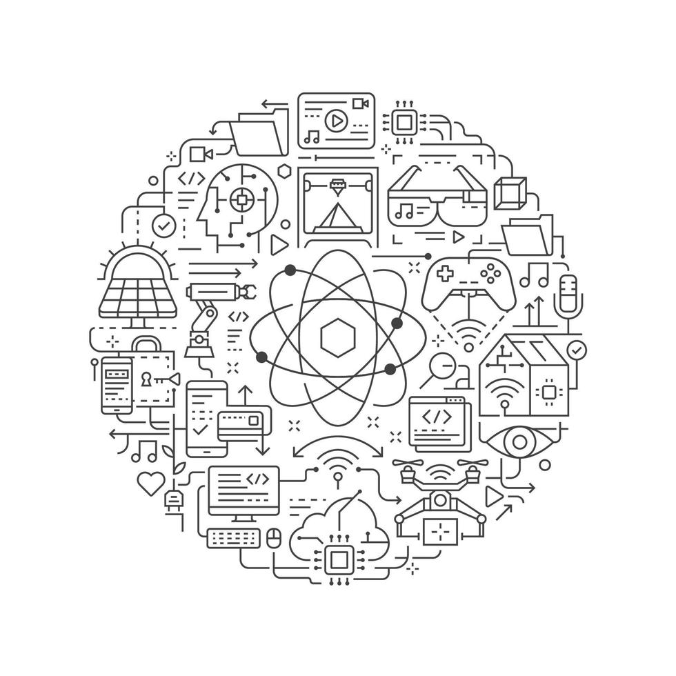 Round design element with technology icons 2 vector