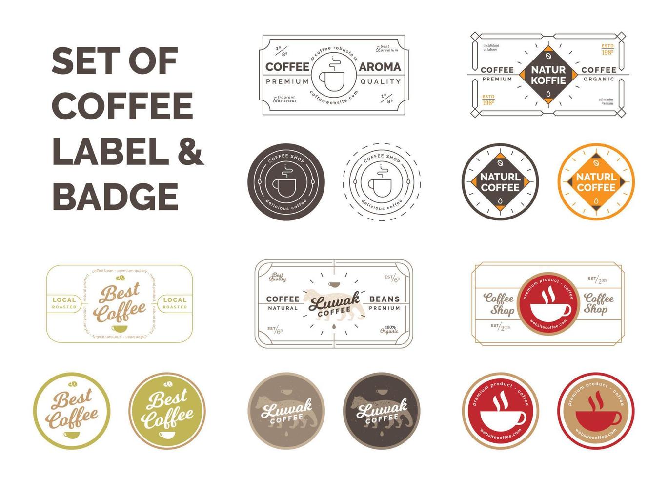 Set of Coffee label and badge design vector