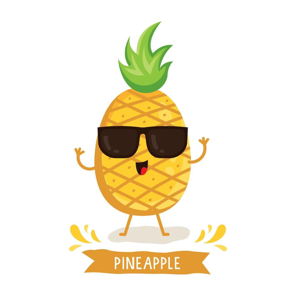 Funny pineapple fruit character isolated on white background vector