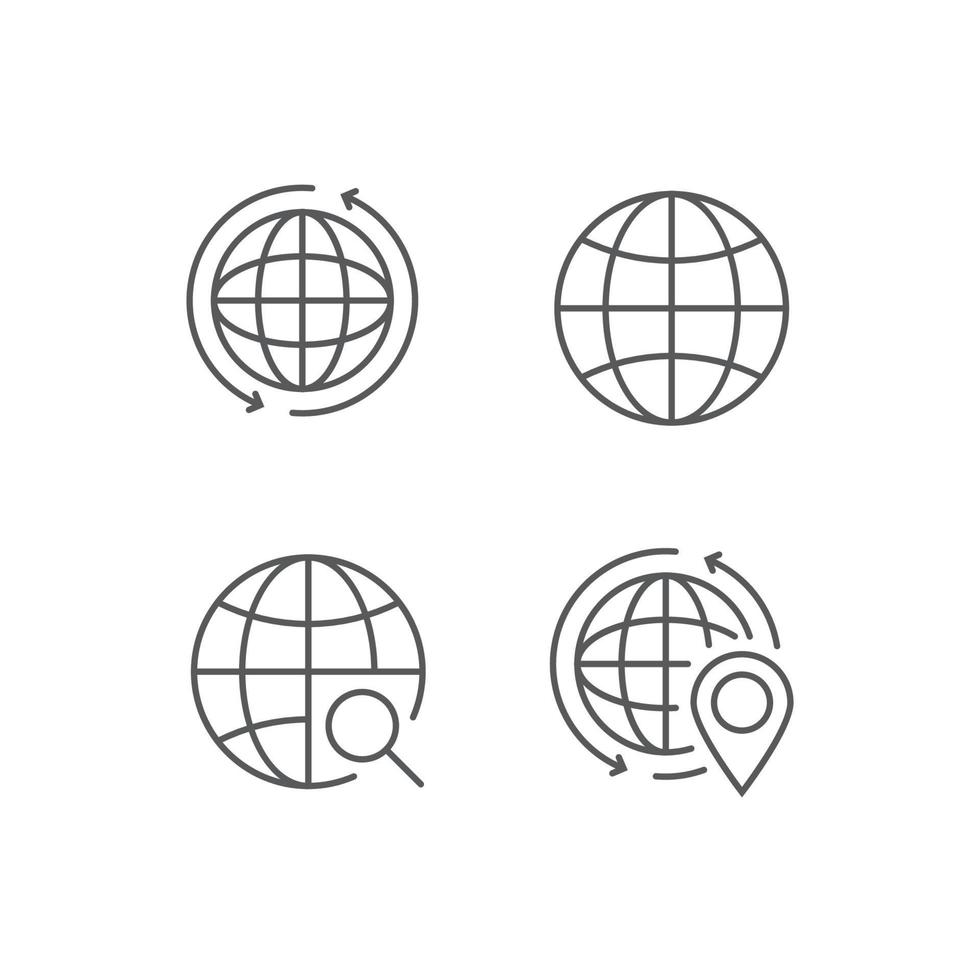 conjunto simple de iconos de contorno de globo vector
