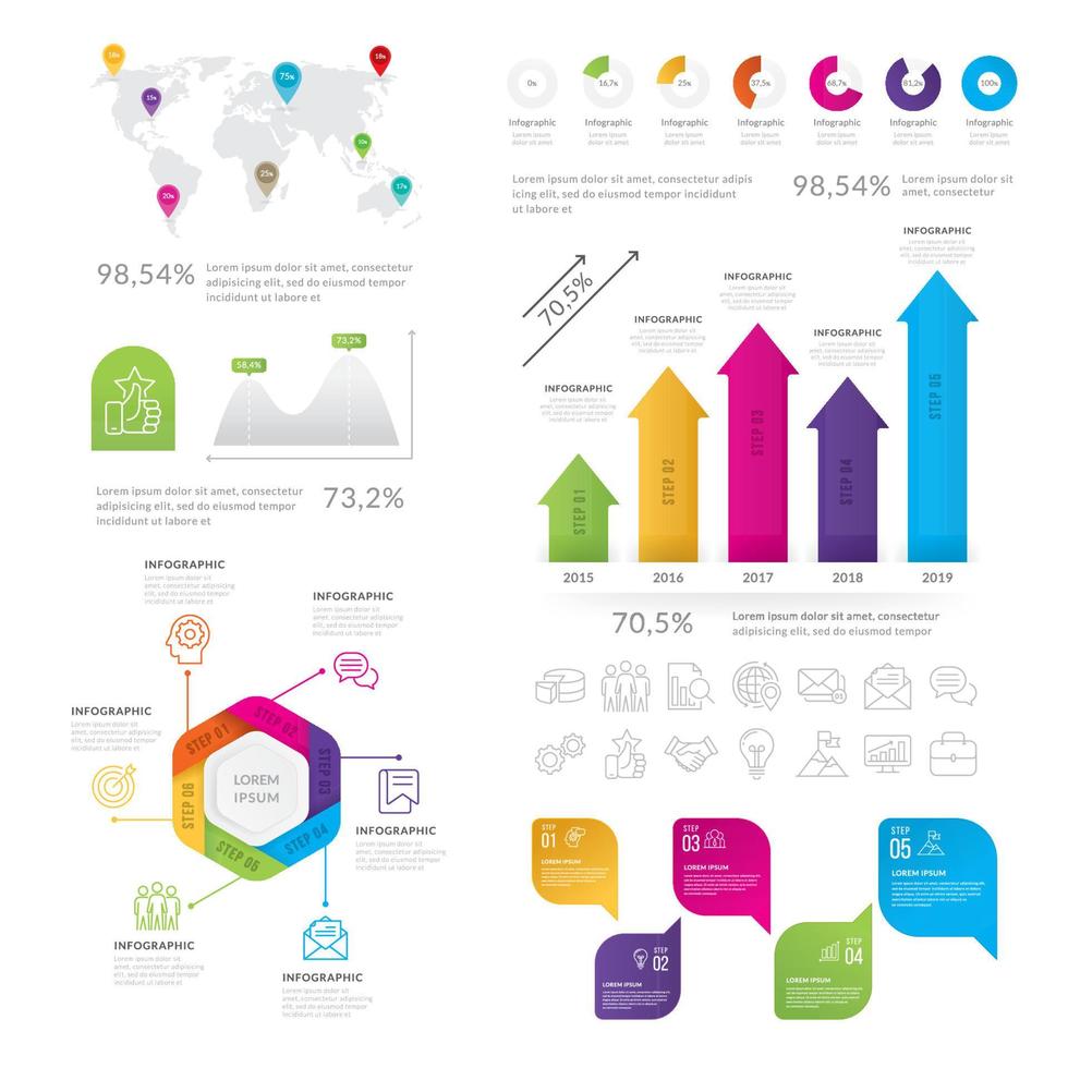 conjunto de plantillas infográficas de línea de tiempo vector