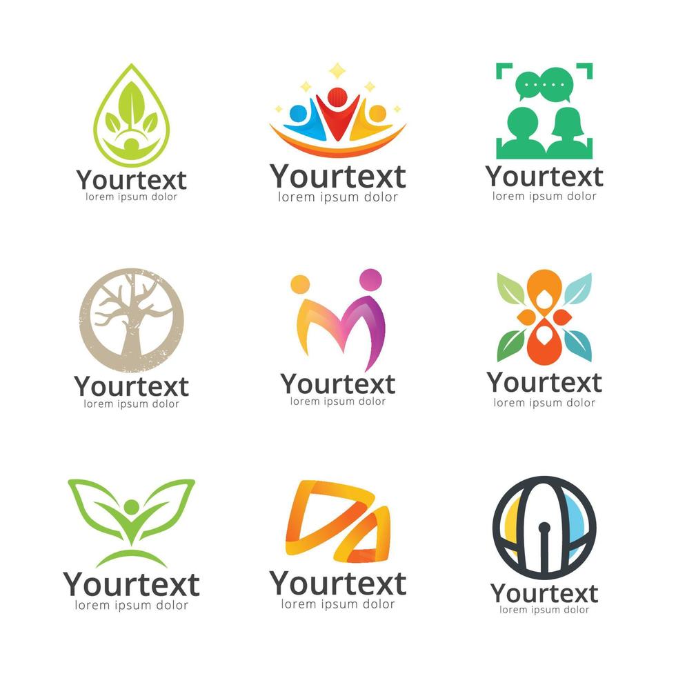 Collection of Social and people logo design vector