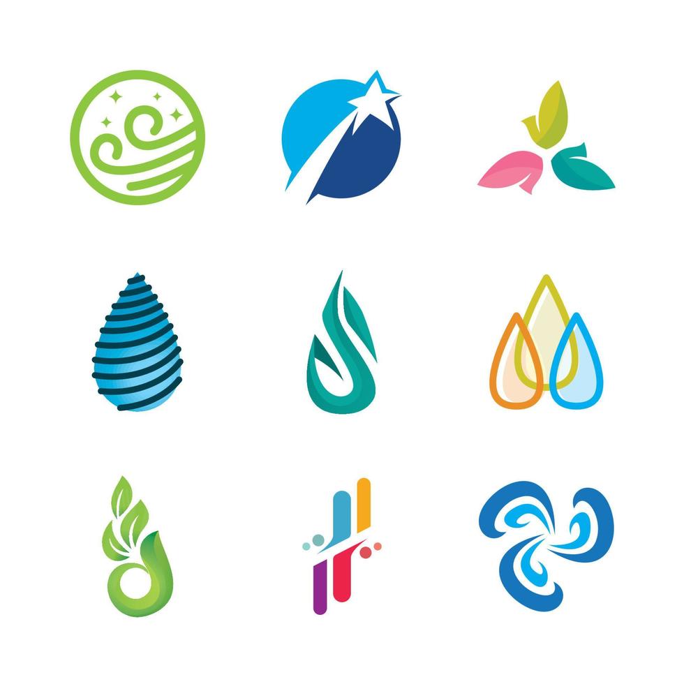 íconos y símbolo de energía natural, diseño de logotipo de energía renovable vector