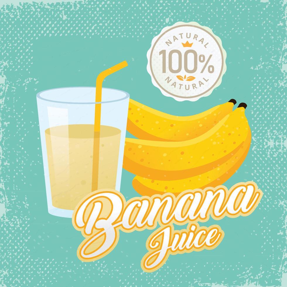 Banana juice vector. Vintage banana label design. Retro banana poster design. Vintage fresh banana juice vector illustration