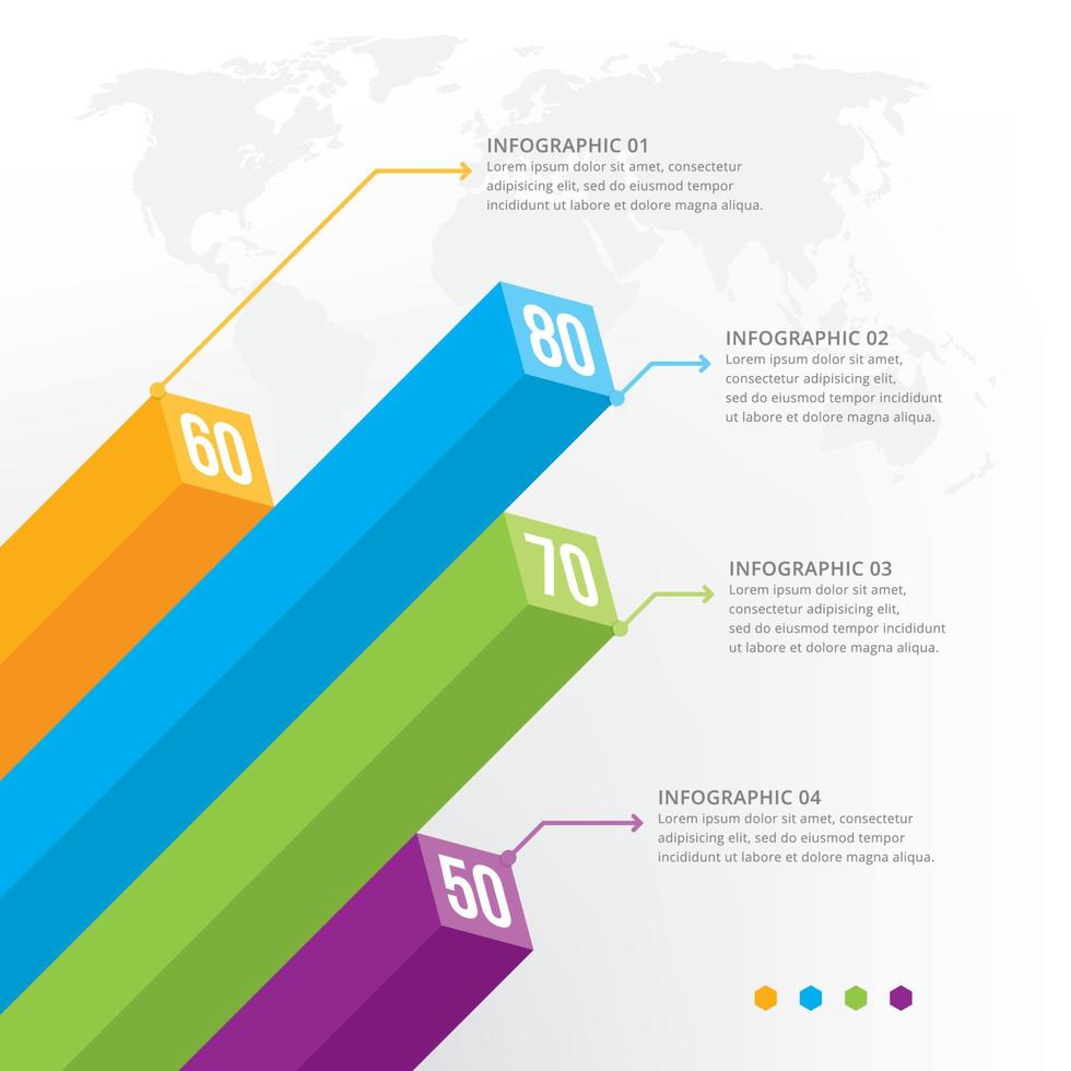 pasos de concepto de negocio o elementos infográficos de procesos vector