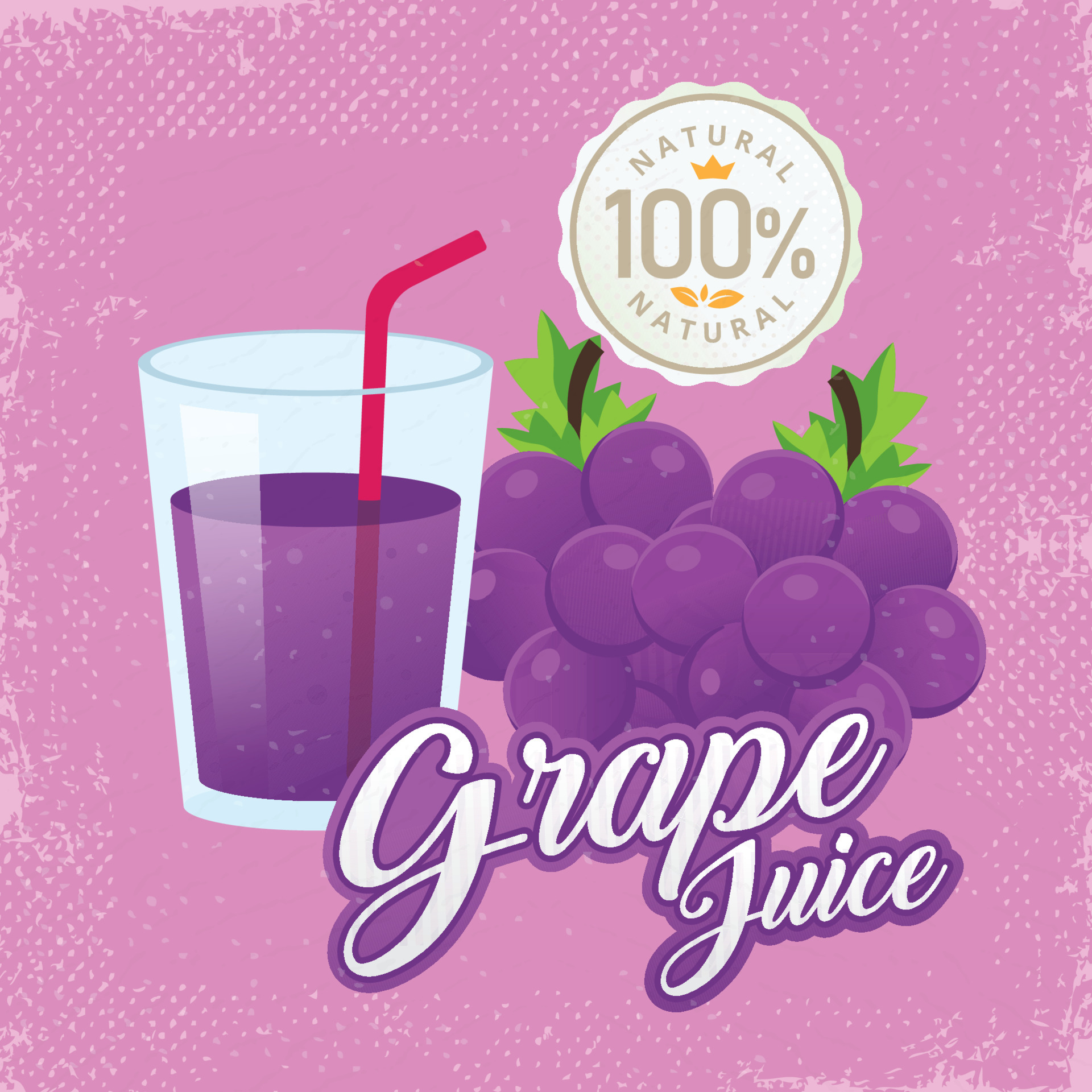 Grape juice vector. Vintage grape label design. Retro grape poster