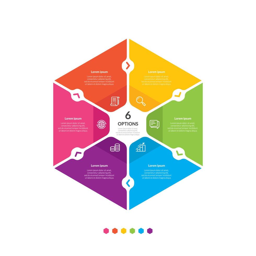 Hexagon chart infographic template vector