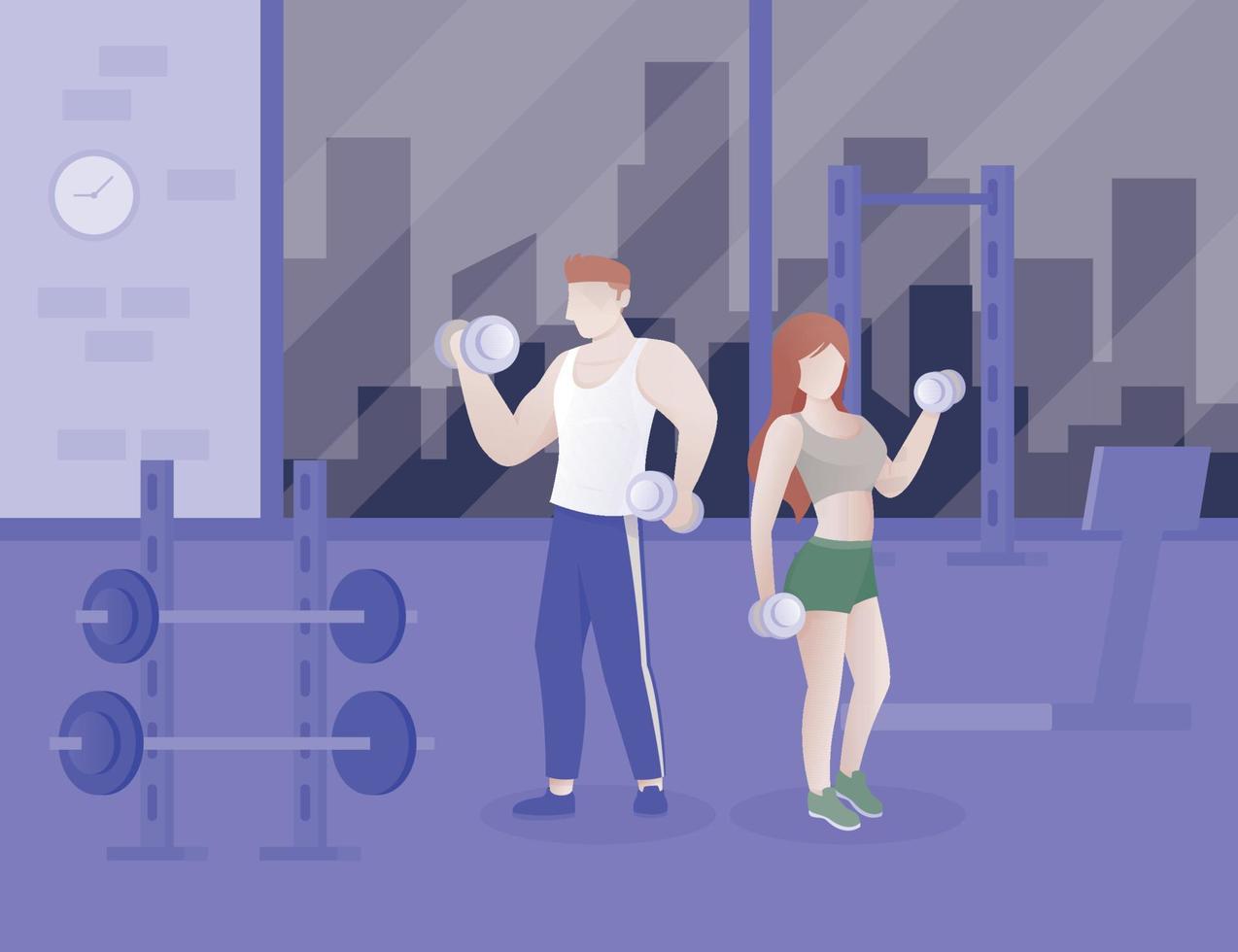 People doing fitness illustration vector