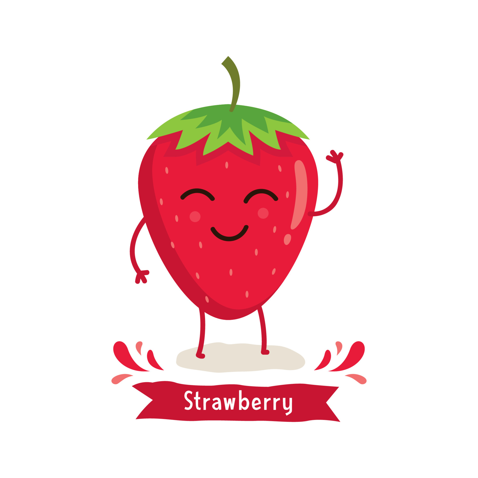 Cute Strawberry character, Strawberry cartoon vector illustration. Cute