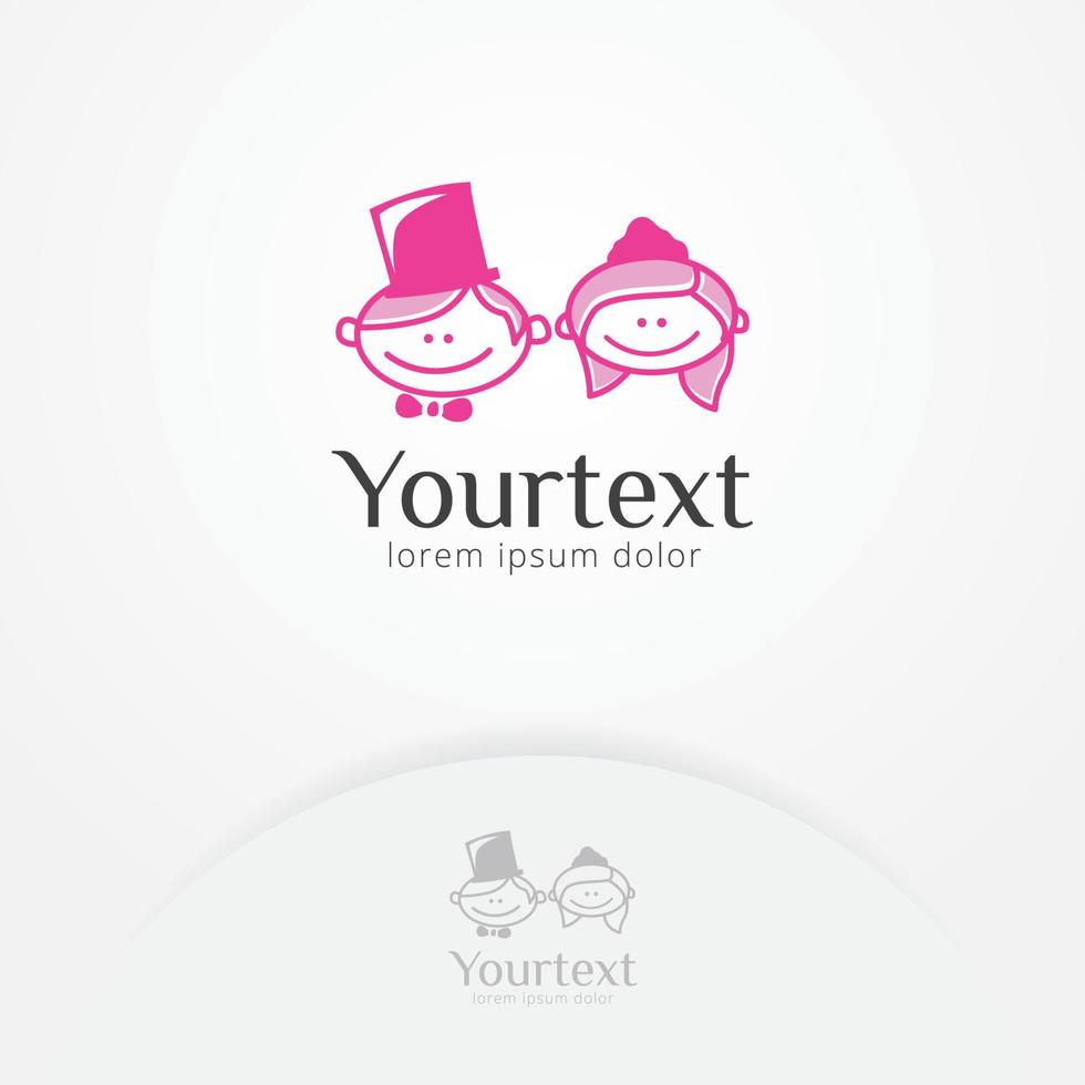 Cute couple logo design vector