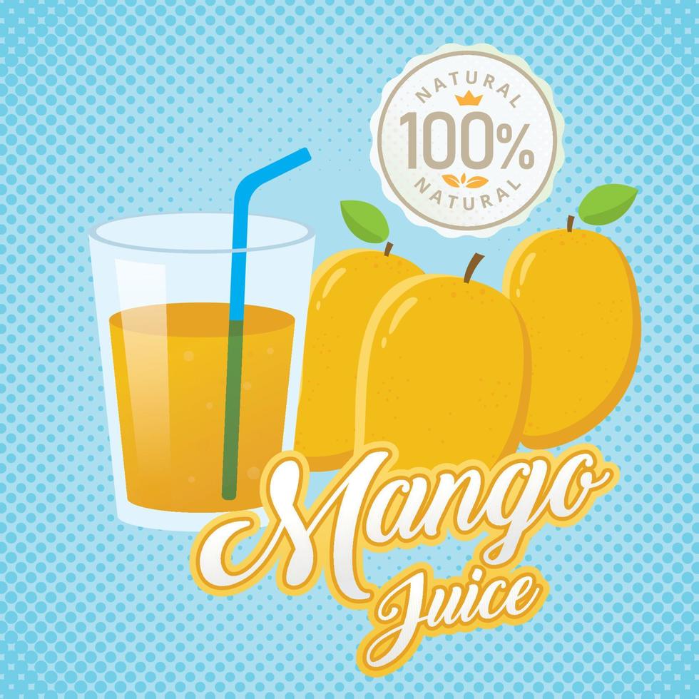 vector de jugo de mango. diseño de etiqueta de mango vintage. diseño de afiches de mango retro. Ilustración de vector de jugo de mango fresco vintage