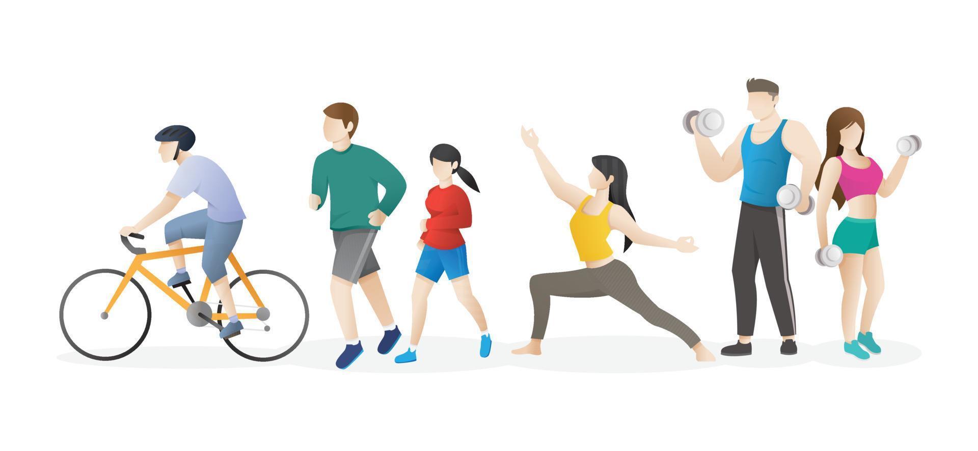 Healthy activities from people on white background vector