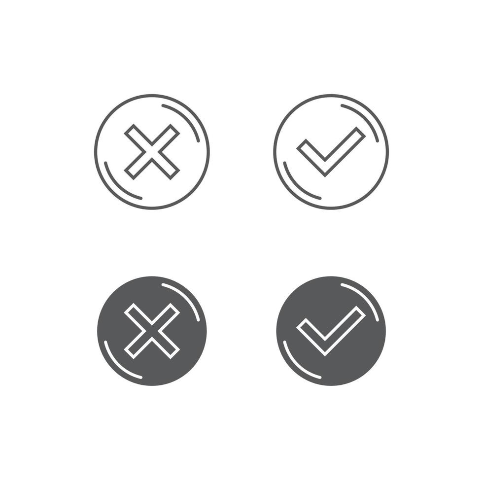 Thin line check mark icons vector