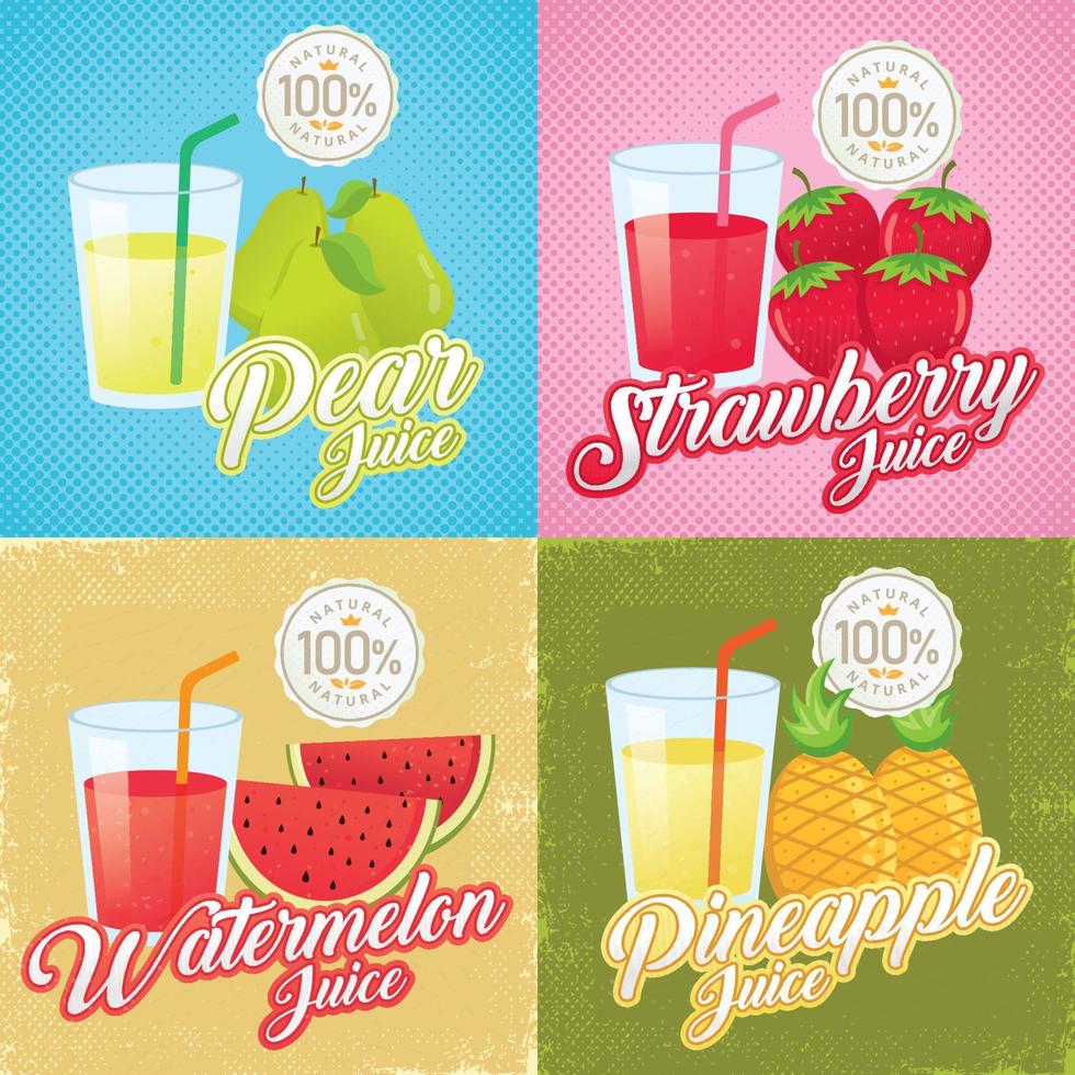 Vintage fruit juice illustration. Retro poster, vector label illustration