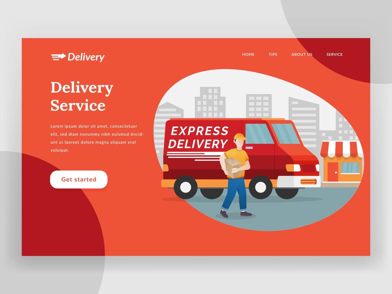 Delivery service landing page vector