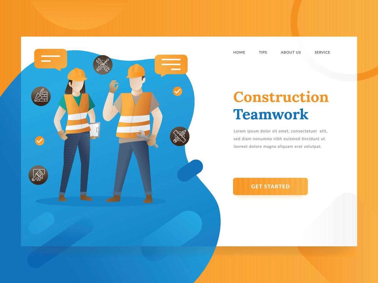 Construction landing page vector