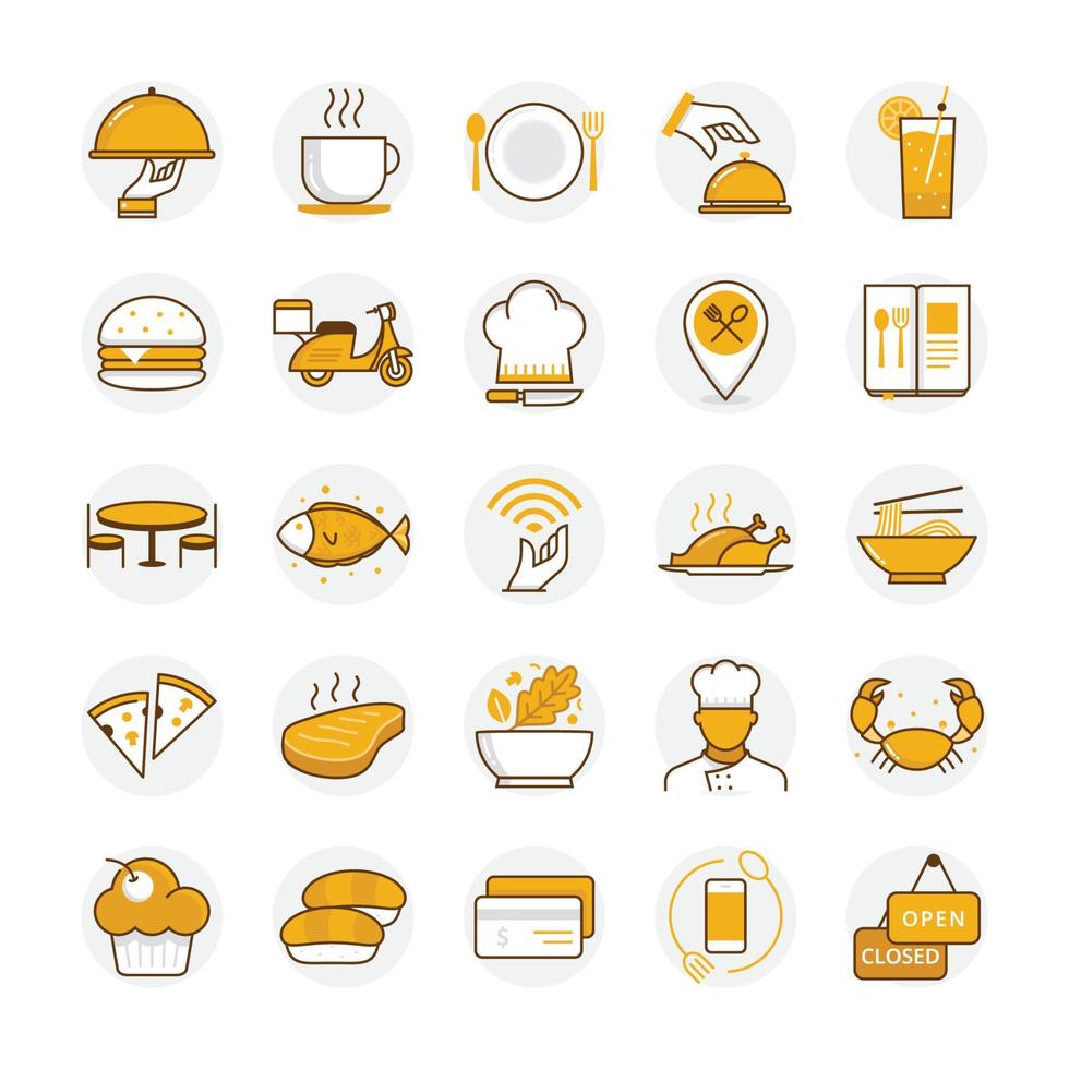 restaurante plano y diseño de iconos de comida vector