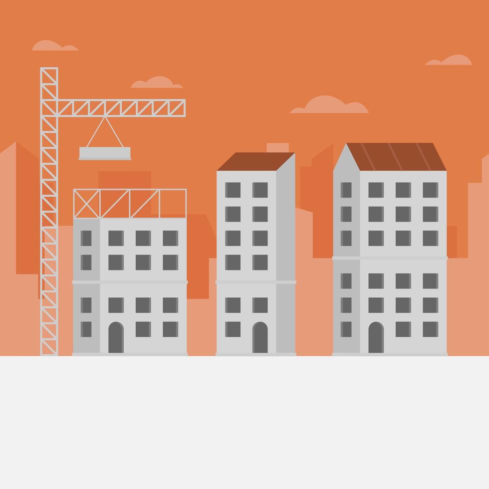 Construction background with unfinished building. Construction site illustration, building a city - Vector illustration