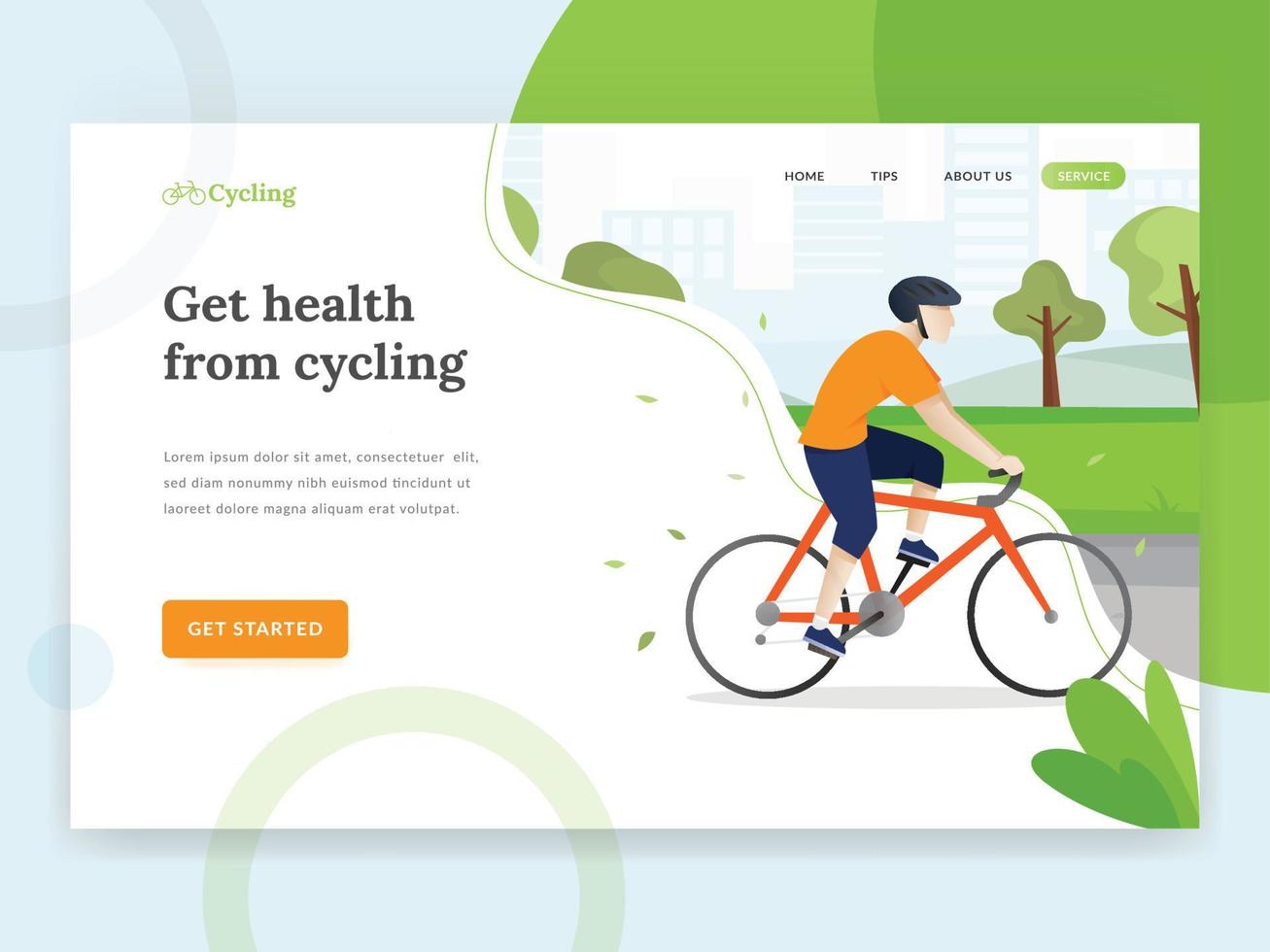 Landing page template of Cycling vector