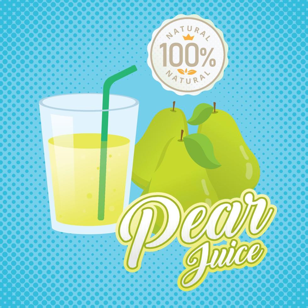 Pear juice vector. Vintage pear label design. Retro pear poster design. Vintage fresh pear juice vector illustration