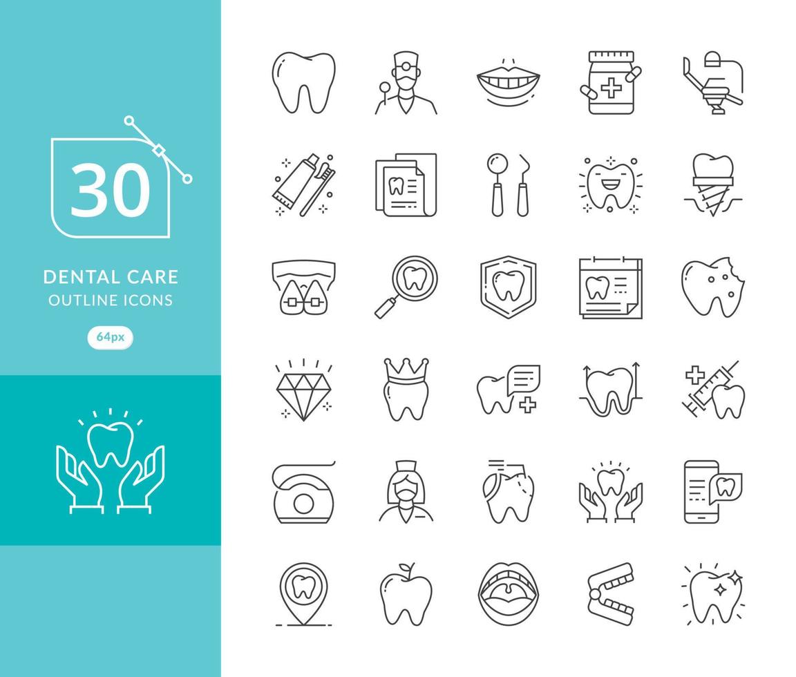 conjunto, icono, de, cuidado dental vector