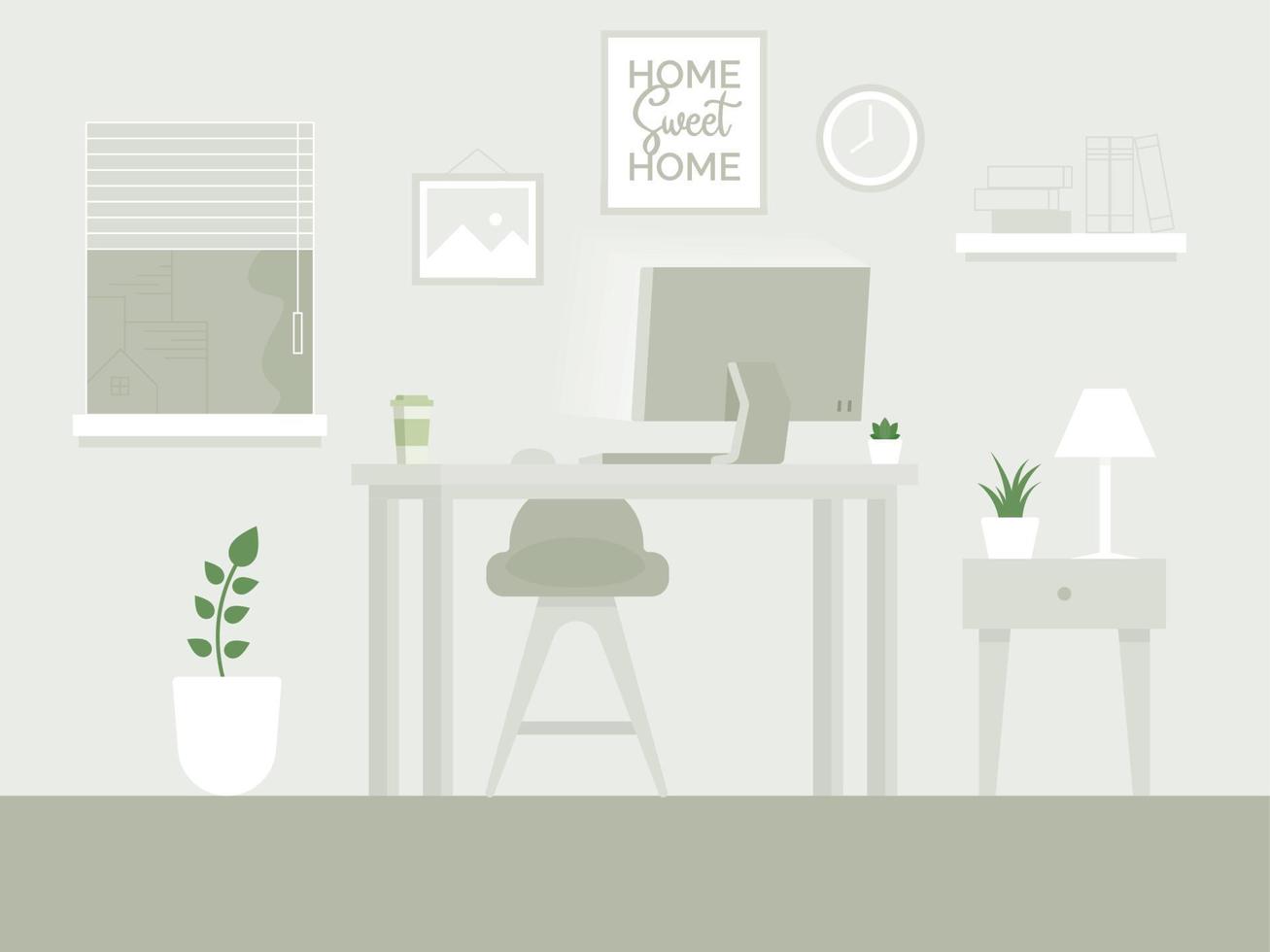 Design of modern home office designer workplace vector