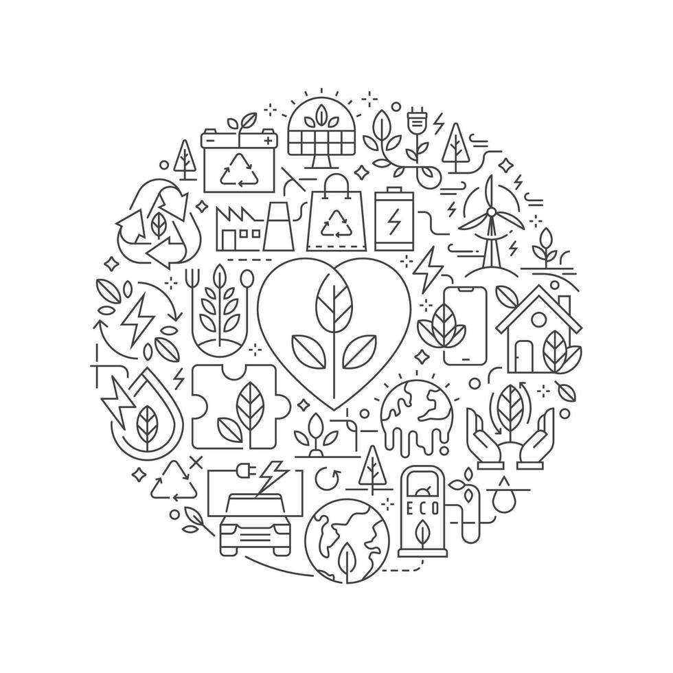 Round design element with ecology and environment icon concept vector