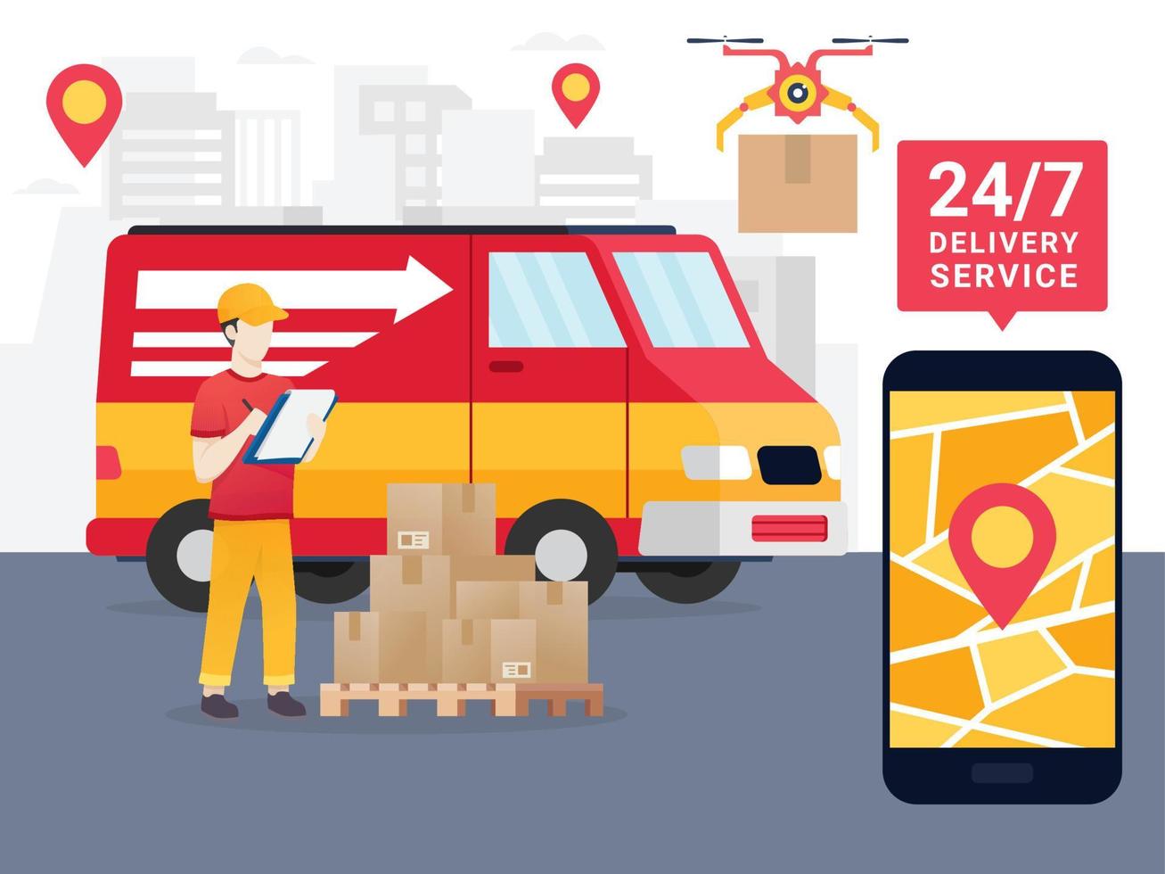 Logistic delivery service illustration vector