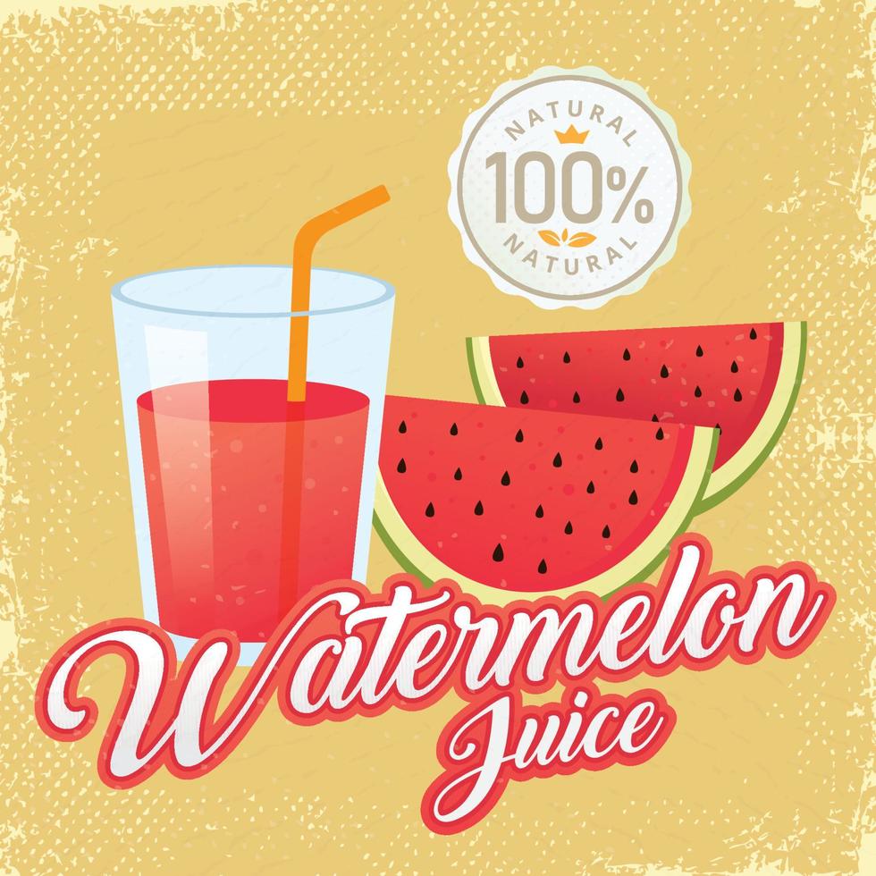 Watermelon juice vector. Vintage watermelon label design. Retro watermelon poster design. Vintage fresh watermelon juice vector illustration