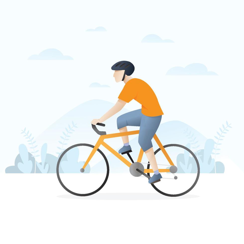 Man riding bicycle illustration vector