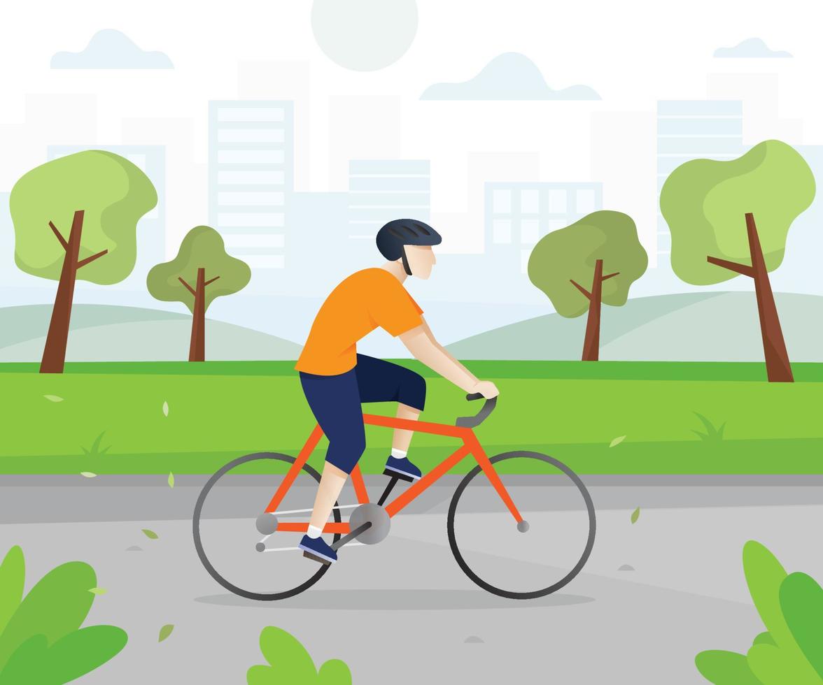 Man riding bicycle illustration vector