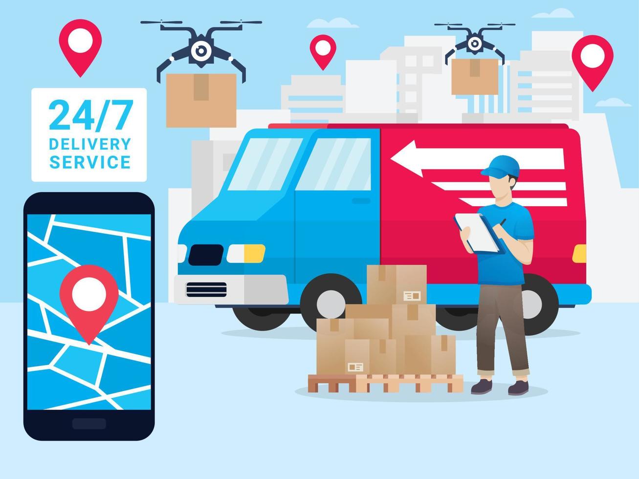 Logistic delivery service illustration vector