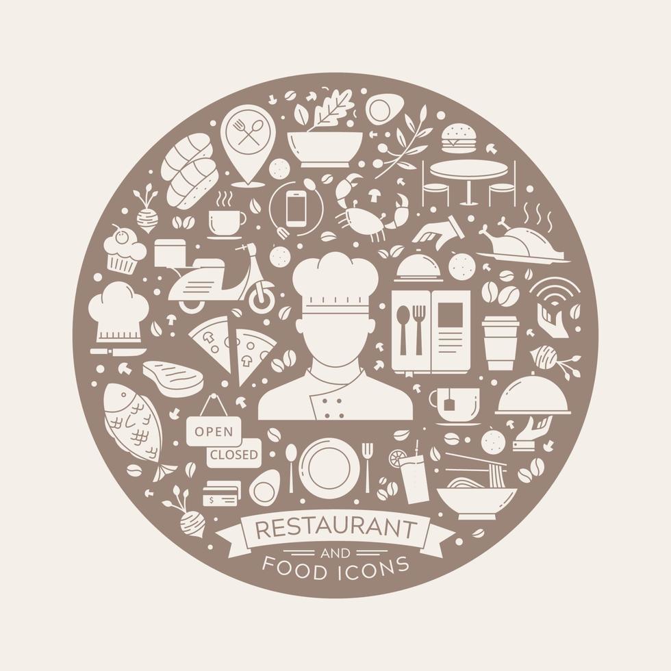 ilustración de cocinar con elementos de diseño de iconos de alimentos vector