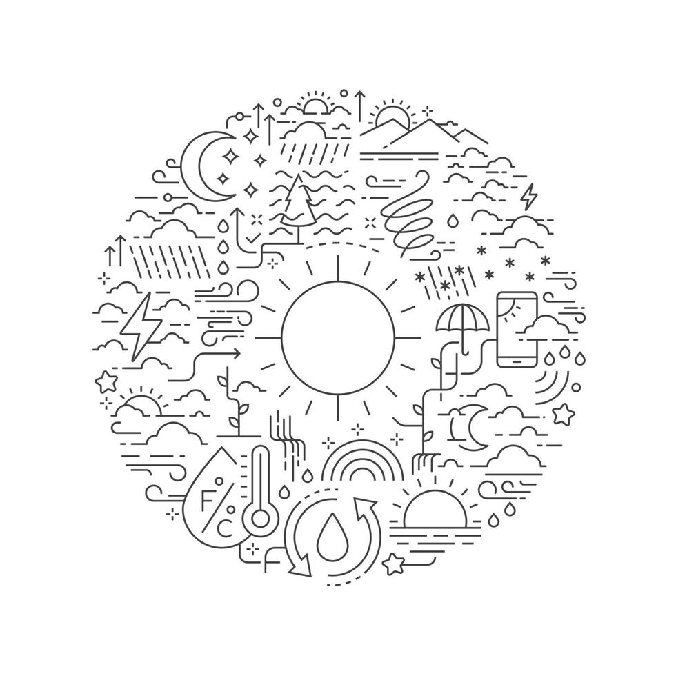 Round design element with weather icons vector